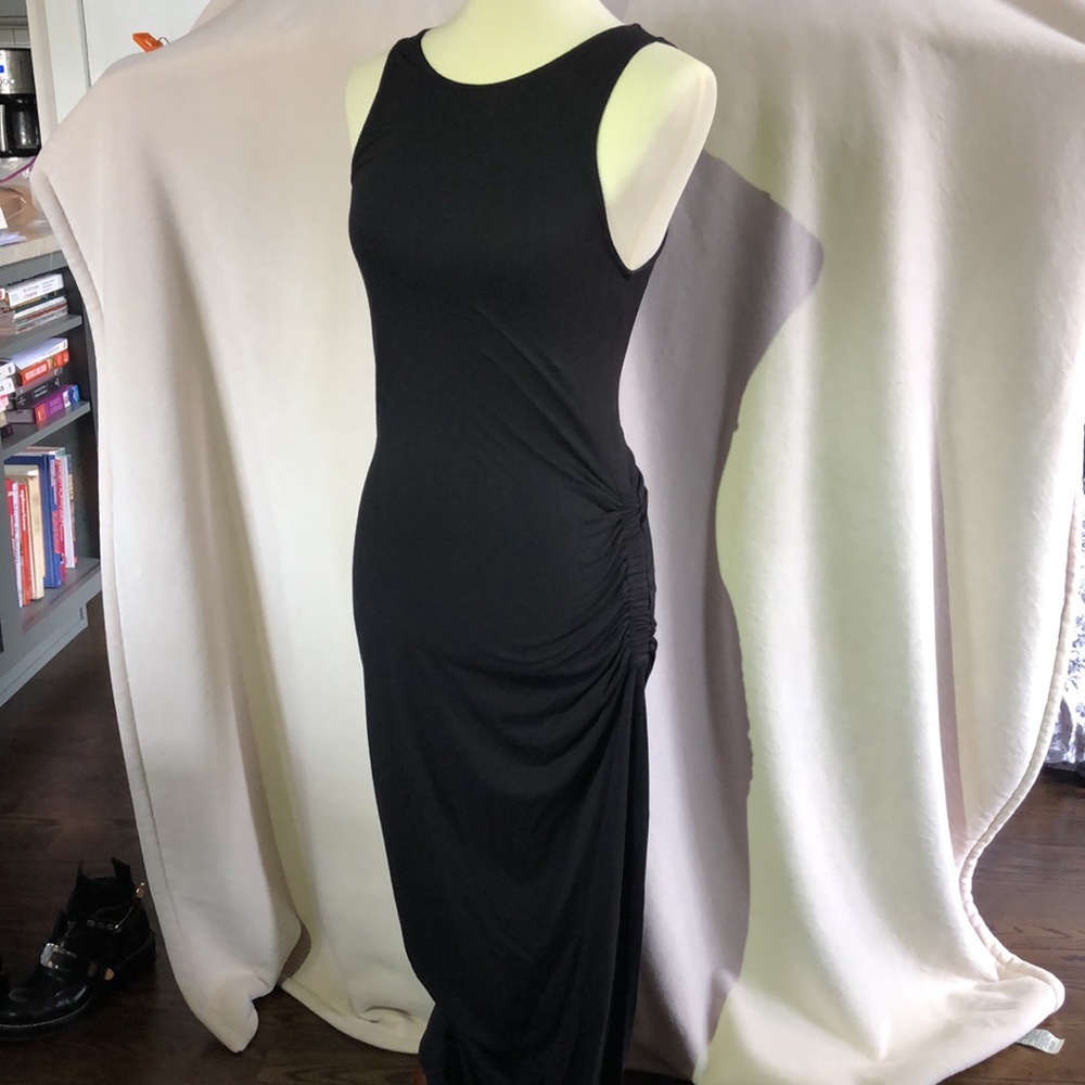 Casual maxi dress, shirred/ruched at the hip